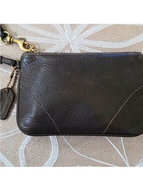 Coach Vintage Black Leather Logo Patch Wristlet